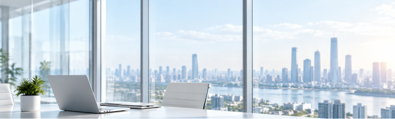 Modern city skyline representing our vision