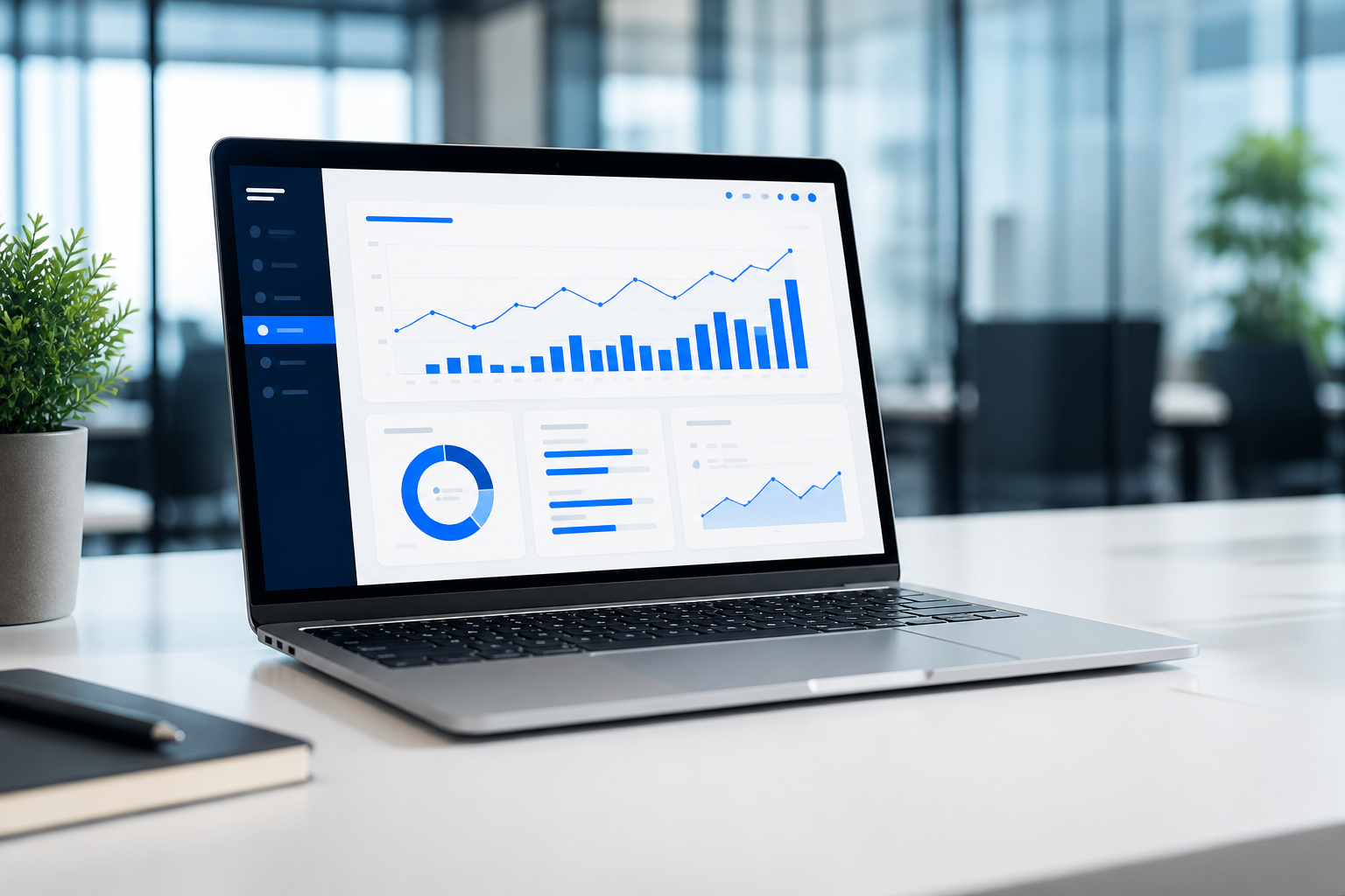 Marketing performance analytics displayed on a laptop