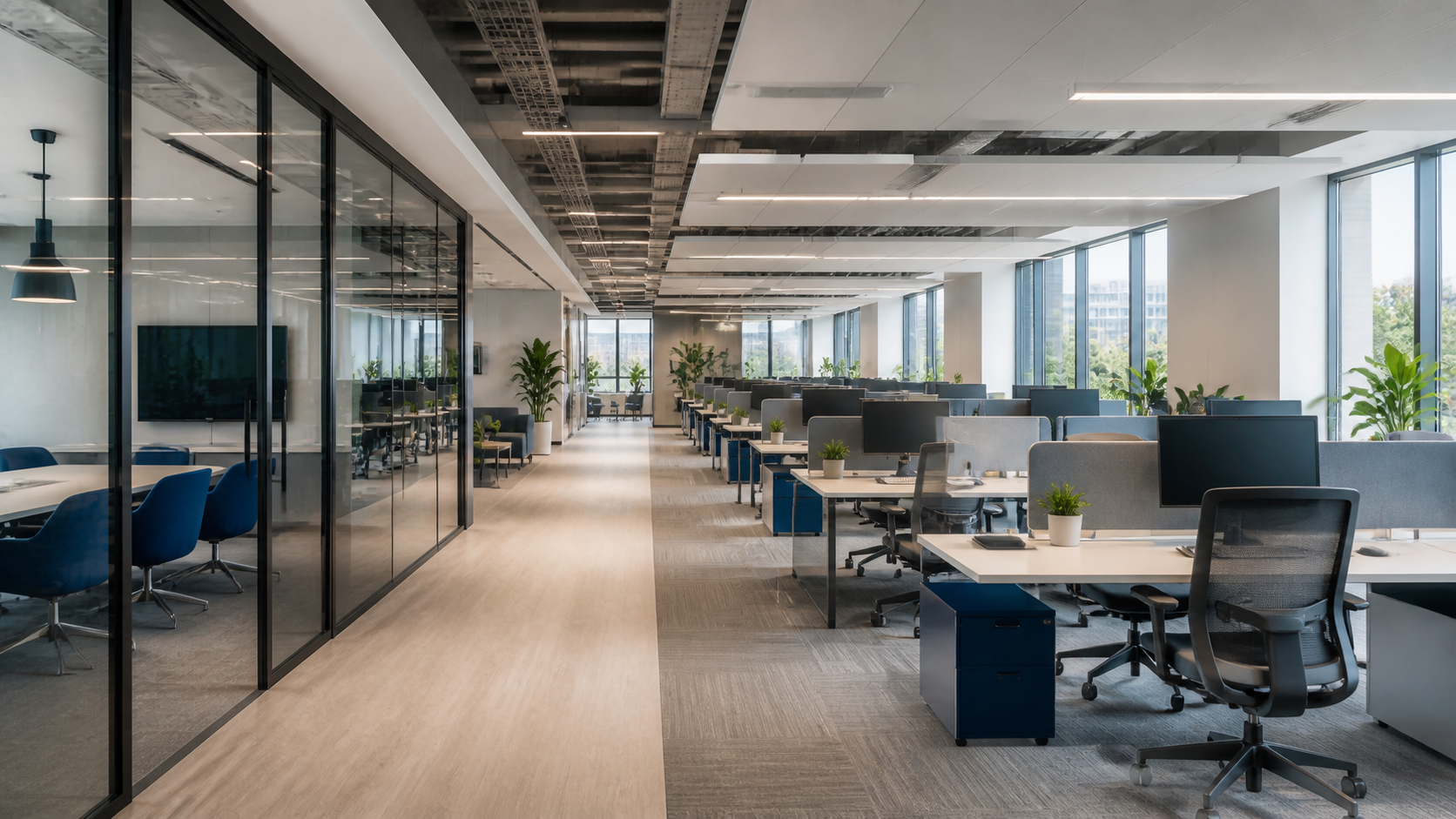 Modern planned office workspace